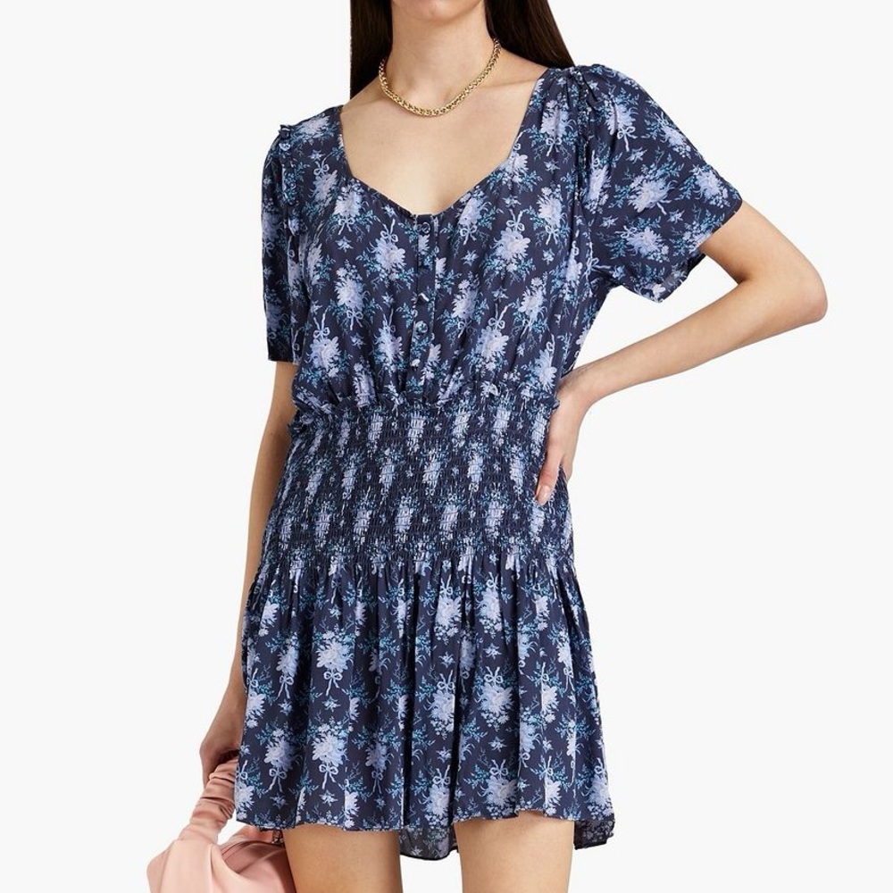 LoveShackFancy Blue Brickell Mini Dress size S EUC